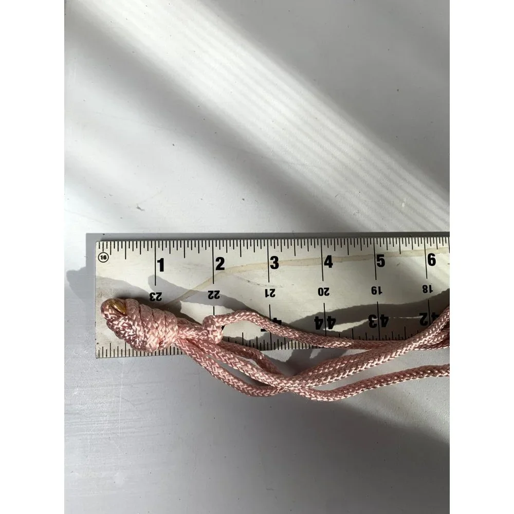 Vintage Statement Braided Beaded‎ Belt Womens Tan Pink Tie Waist 80s 90s Boho